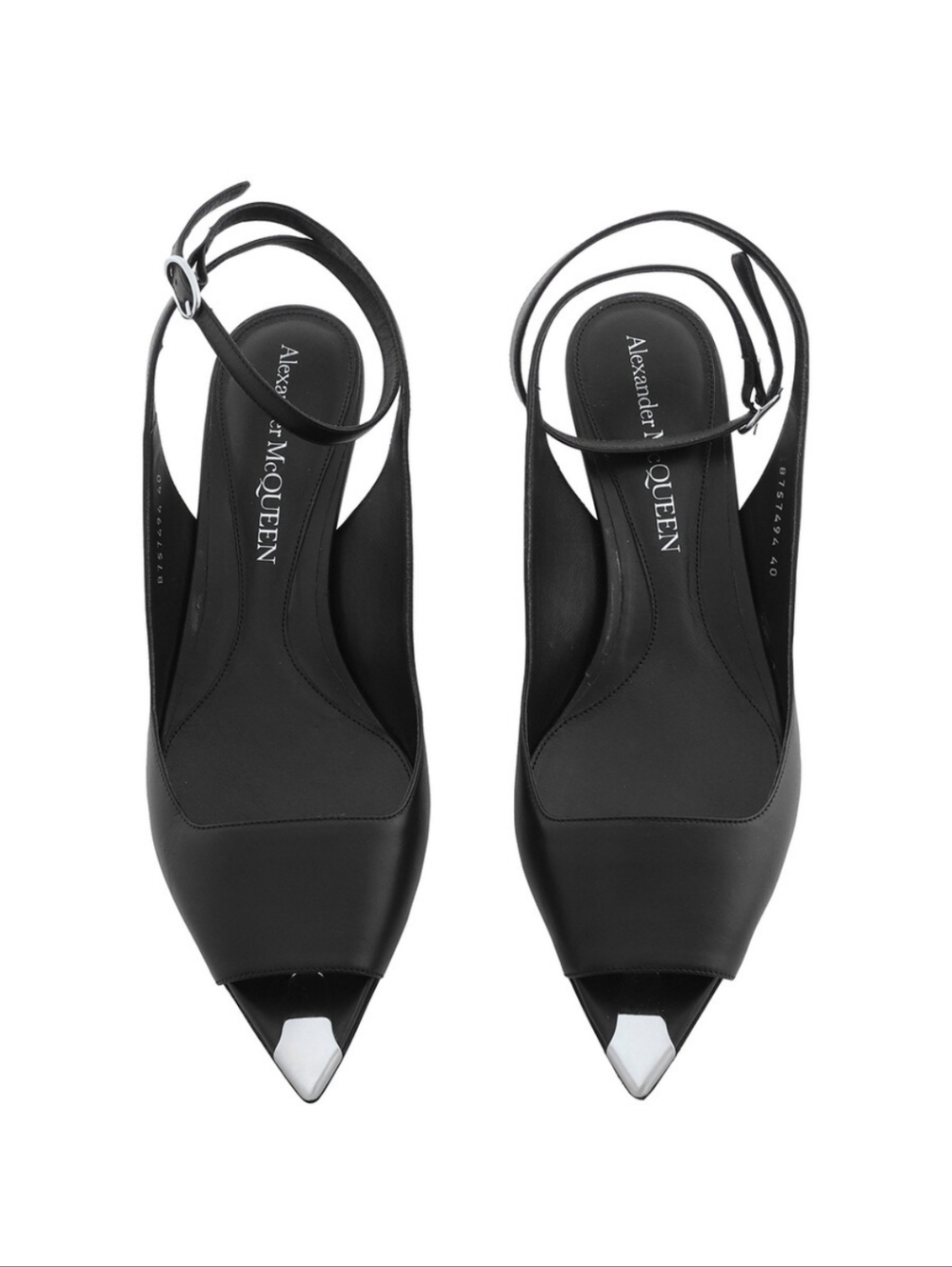 Alexander McQueen Black Leather ankle-strap sandals punk metal toe size 37